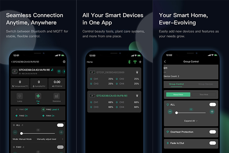 PB Smart connects you to tent controllers via Bluetooth/WiFi, putting lighting and climate managemen